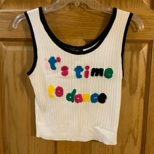 White Time to Dance Ribbed Tank